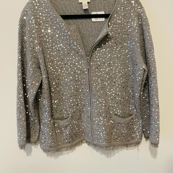 (Item no. 10) Sequins Cardigan with frill edges - Picture 2 of 3